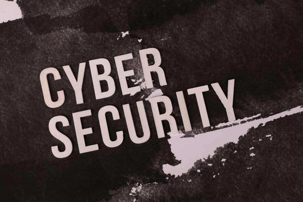 Cyber Security graphic on a dark textured background